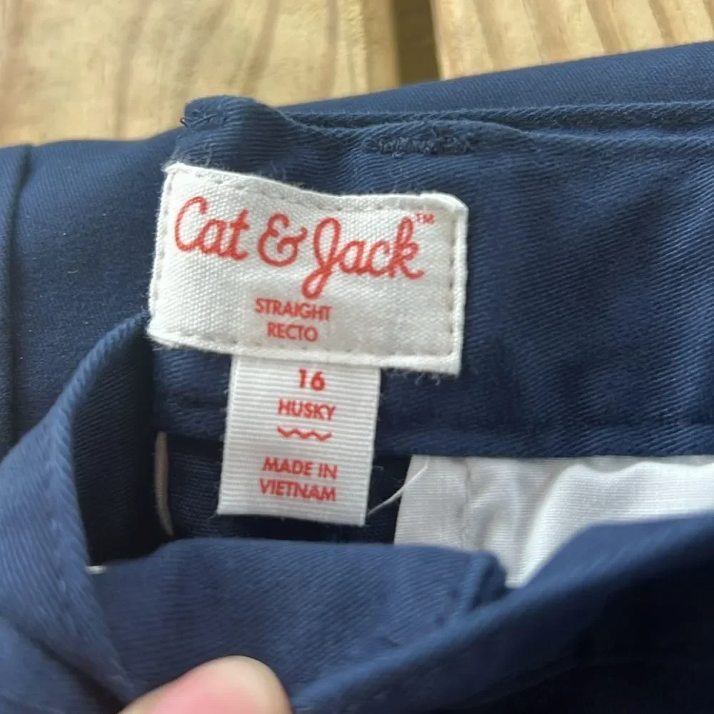 NWT Cat & Jack Boys Navy Flat Front Twill Chino Pants Thanksgiving Holiday Husky